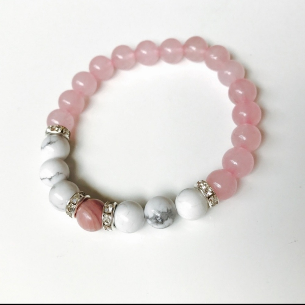 Rose Quartz with Howlite Mala Bracelet